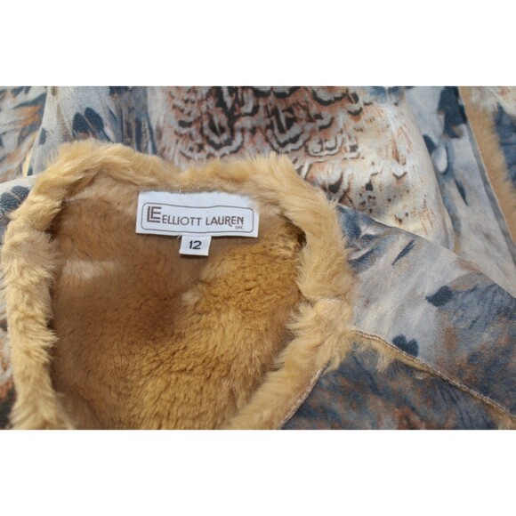 Elliot Lauren Vest Jacket Full Zip Multicolor Acrylic Poly Faux Fur Lined Sz 12 - Picture 6 of 7